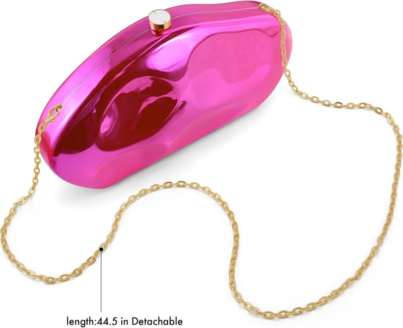 NEWROGENG Acrylic Clutch Purse for Women Evening Bag, Irregular Shell Acrylic Purse Box Clutch with Chain for Party Wedding Prom - Image 2